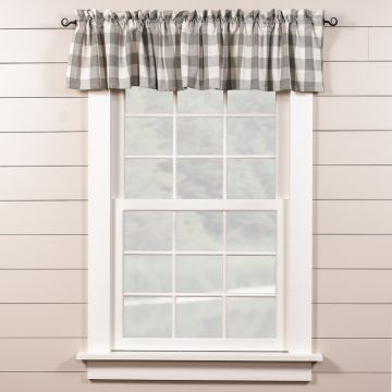 Gray and Cream Check 14-Inch Unlined Valance