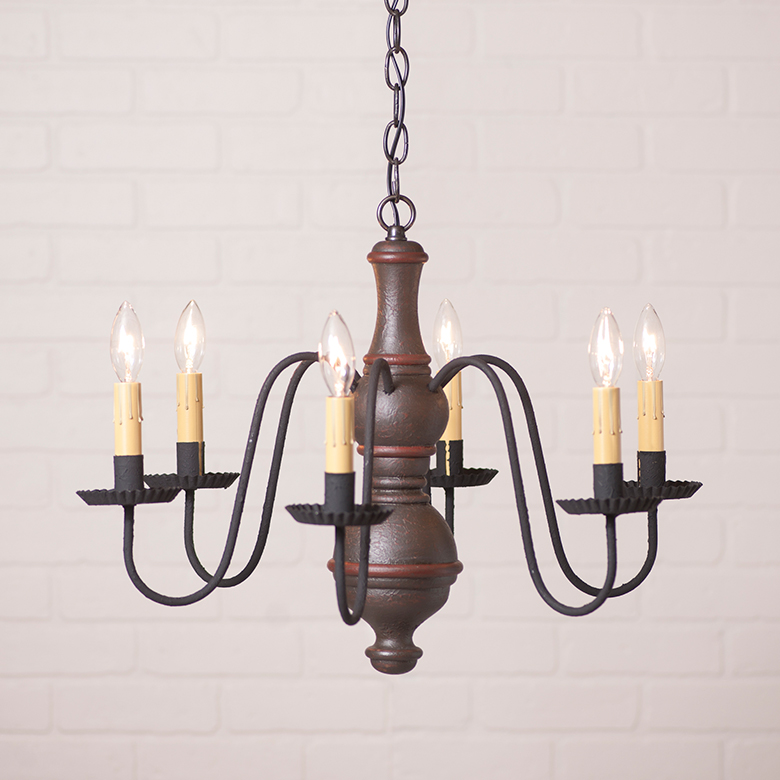 Irvins Tinware: 6-Arm Medium Chesterfield Wood Chandelier in Americana ...