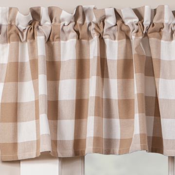 Natural and Cream Check 14-Inch Unlined Valance
