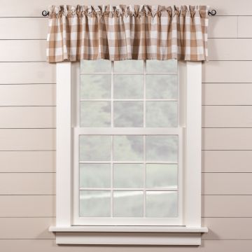 Natural and Cream Check 14-Inch Unlined Valance