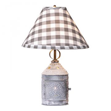 Irvins Country Tinware Colonial Lantern Lamp with Ivory Linen Shade