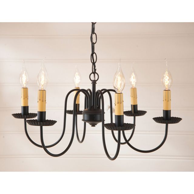 black 6 arm chandelier