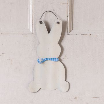 Small White Metal Hanging Bunny
