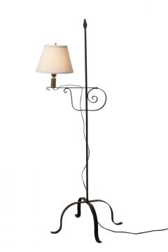 Wrought Iron Flame Tip Adjustable Floor Lamp with Shade
