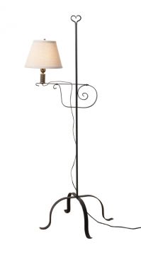 Wrought Iron Heart Top Adjustable Floor Lamp with Shade